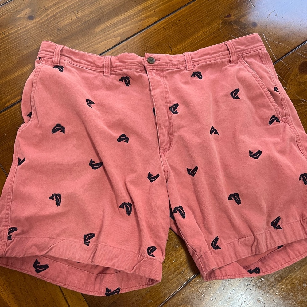 IZOD Men’s Size 44 Salmon Pink Printed Chino Shorts Casual Summer Golf Preppy